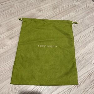 Tory Burch Green Suede Shoe Dust Bag 12" W x 14" H with Foil Gold Font BRAND NEW